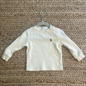 Ralph Lauren boys cream ribbed long sleeve tee, size 9M